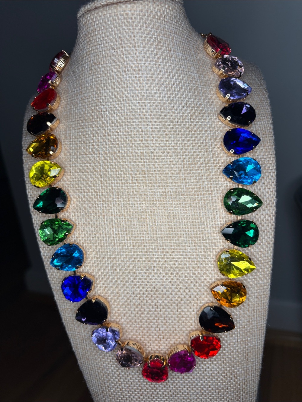 Multicolor Teardrop Crystal Statement Necklace